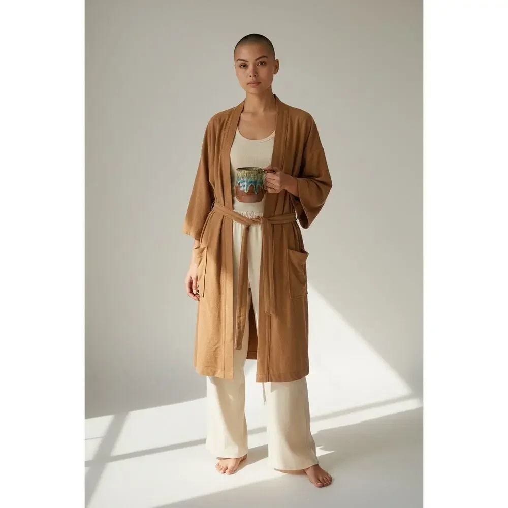 Vintage Enro Idle Hour Tan Terry Cloth Belted Robe One Size
